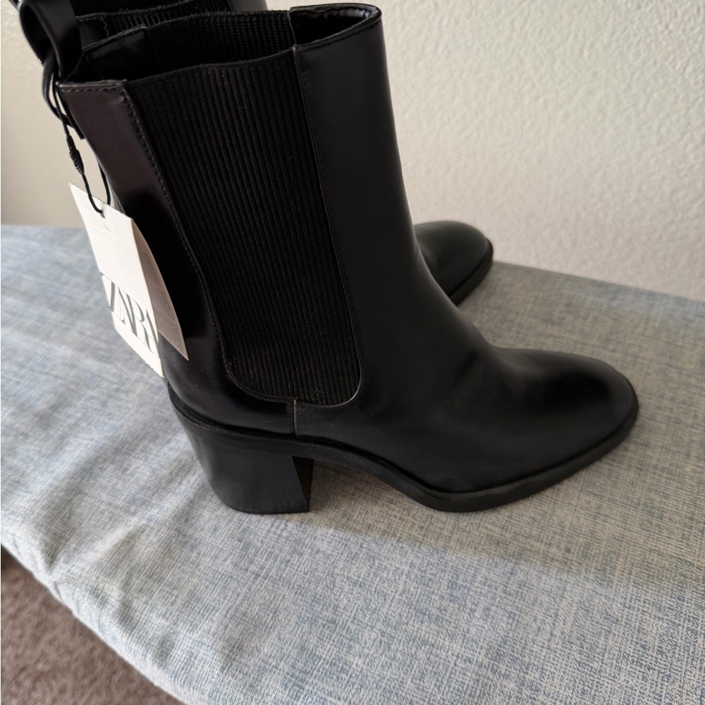 Zara Elegant Black Heeled Boots